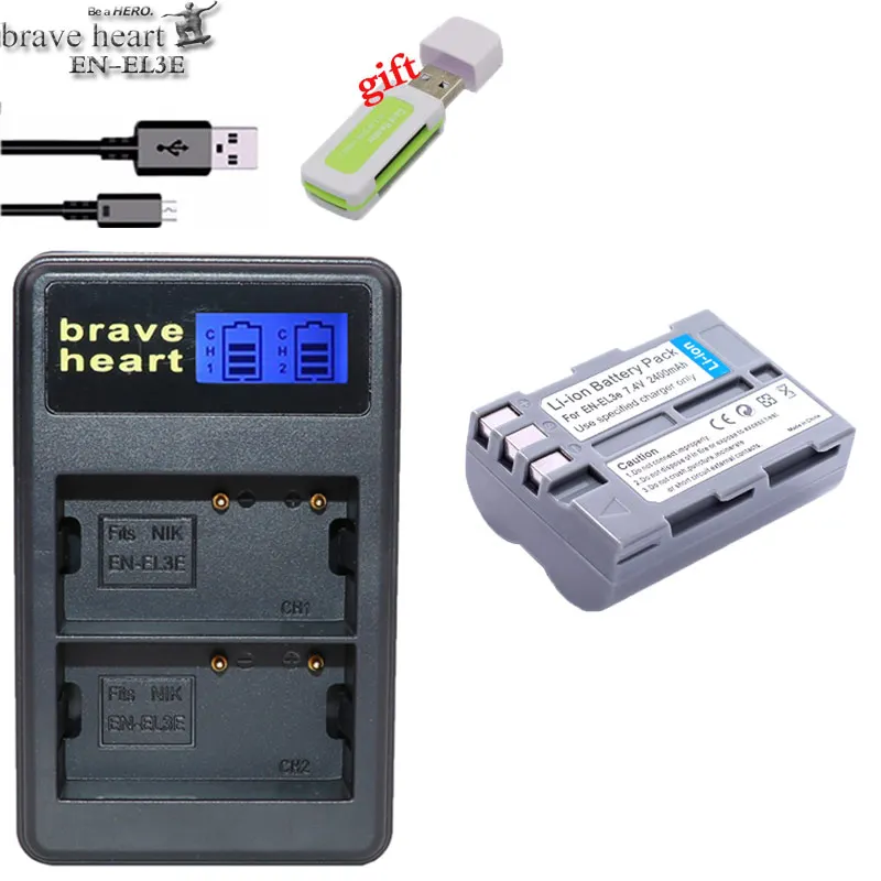 charger and 1battery EN-EL3e EN EL3e ENEL3e 1520 мАч батарея для камеры Акку+ ЖК USB зарядное устройство для Nikon D30 D50 D70 D90 D70S - Цвет: charger and 1battery