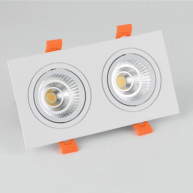 Двойной квадратный Встраиваемый светодиодный светильник с регулируемой