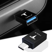 1pc car usb type c cable converter charging adapter for tesla model 3 y x s 2020 2021 new