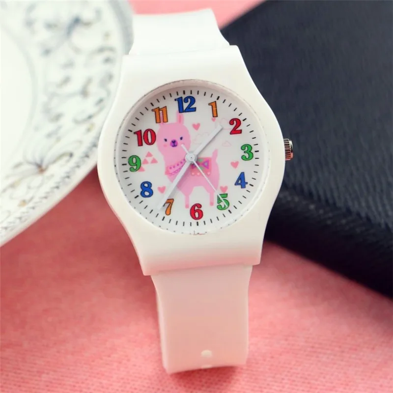 2021Children jelly table male and female students simple cute alpaca animal quartz silica gel wrist watch | Наручные часы