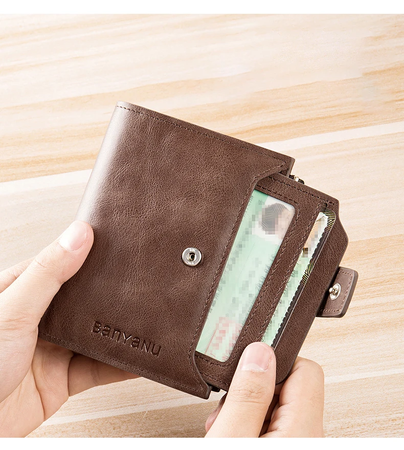 2020 Новое поступление Роскошная масляная восковая кожа RFID Walllet три раза