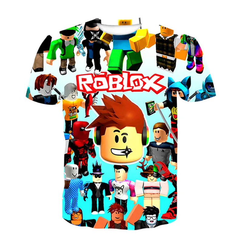 

Футболки Robloxing с 3D-принтом игры, летняя футболка для мальчиков и девочек с милыми мультяшными рисунками и короткими рукавами, одежда для дет...