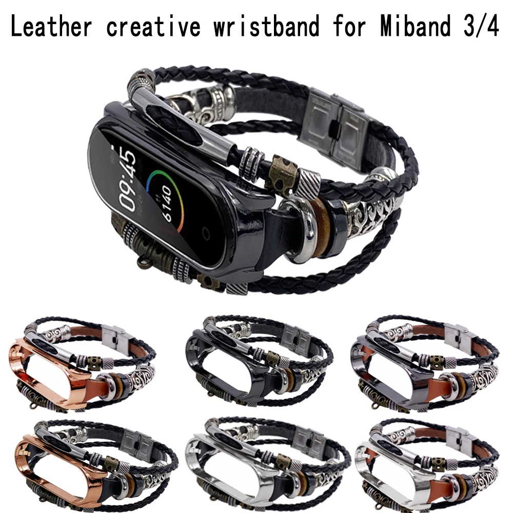 

DIY Original vintage leather replace strap for Xiaomi mi band 3 watch strap and xiao mi 4 bracelet, for mi band 3 Wristband