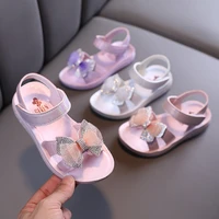 2021 summer new girls princess shoes sandals bow fashion soft bottom girls foreign style wear non slip sandals