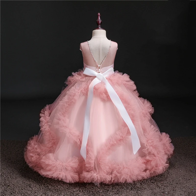 

Teens Kids Girls Drerss Beautiful Tutu Princess Dress Bridesmaid Pageant Gown Birthday Party Wedding Dress Floor-length Dresses