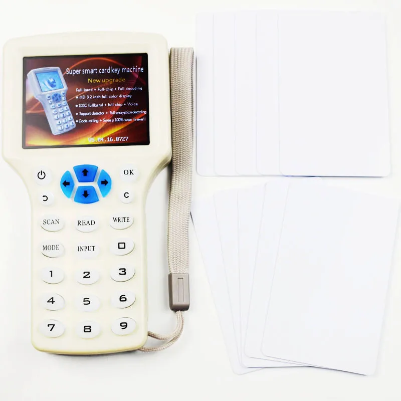 

English Super Handheld Rfid NFC Copier Reader Writer Cloner 9 Frequency +5Pcs 125khz Card+5Pcs 13.56mhz UID Changeable Card