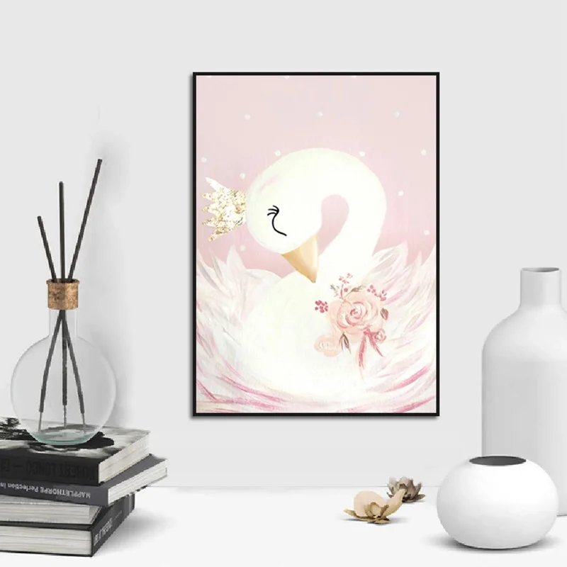 Розовая Прекрасная стильная Корона Лебедь мультяшное украшение для дома