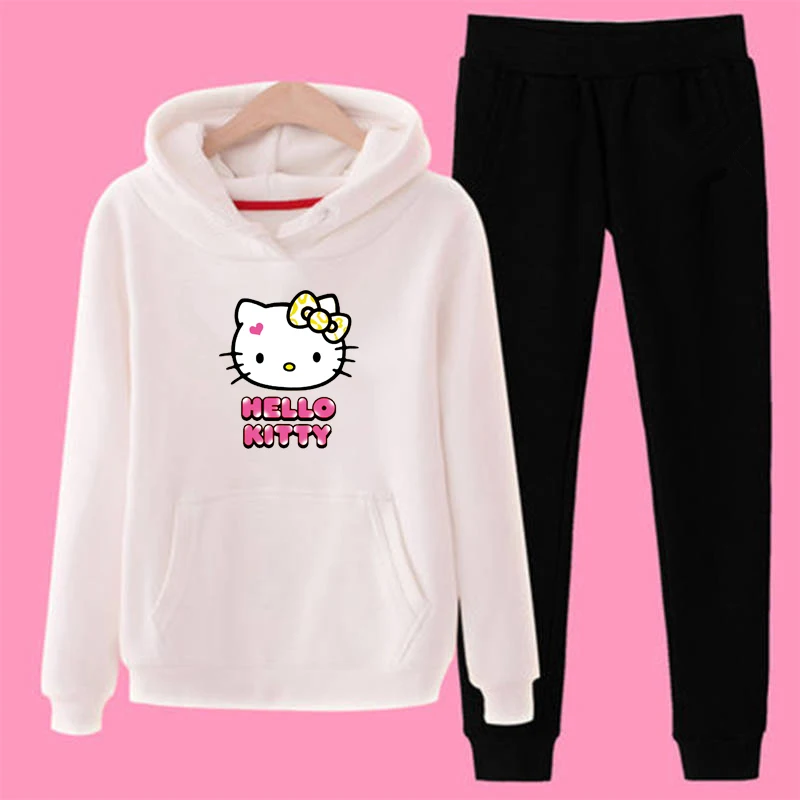 P84 с мультяшным котом размера плюс комплект из 2 предметов женский наряд свитер