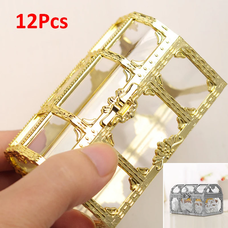 

12 X Retro Transparent Decorative Ornaments Treasure Chest Candy Storage Box