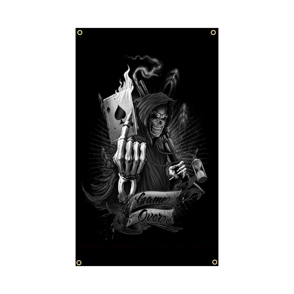 

3x5Fts Skull Reaper Spade A Porker Flag