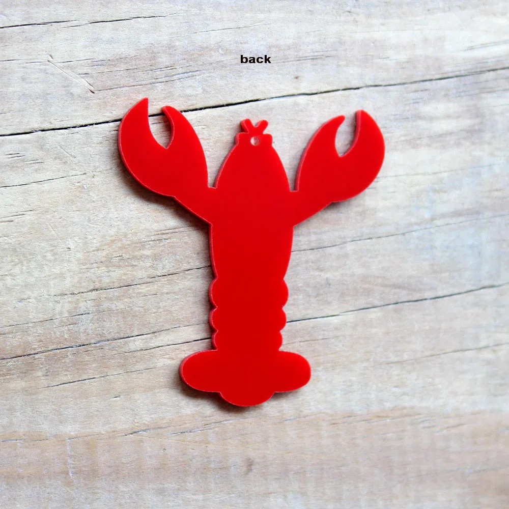 

(4pcs/lot) 50mm Acrylic Shrimp Keychains Lobsters Ornaments with hole Red Glitter 2 inches -AC1143
