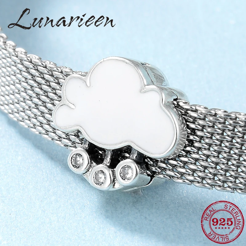 

New 925 Sterling Silver White cloud Enamel Clips beads Fit Original Reflexions Bracelet charms Jewelry making