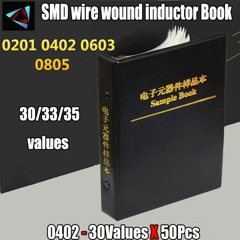 Wire Wound SMD Ceramic Inductor Kit 0402 30values X 50pcs Chip Inductance Sample Book SMT Assortment Sample Book