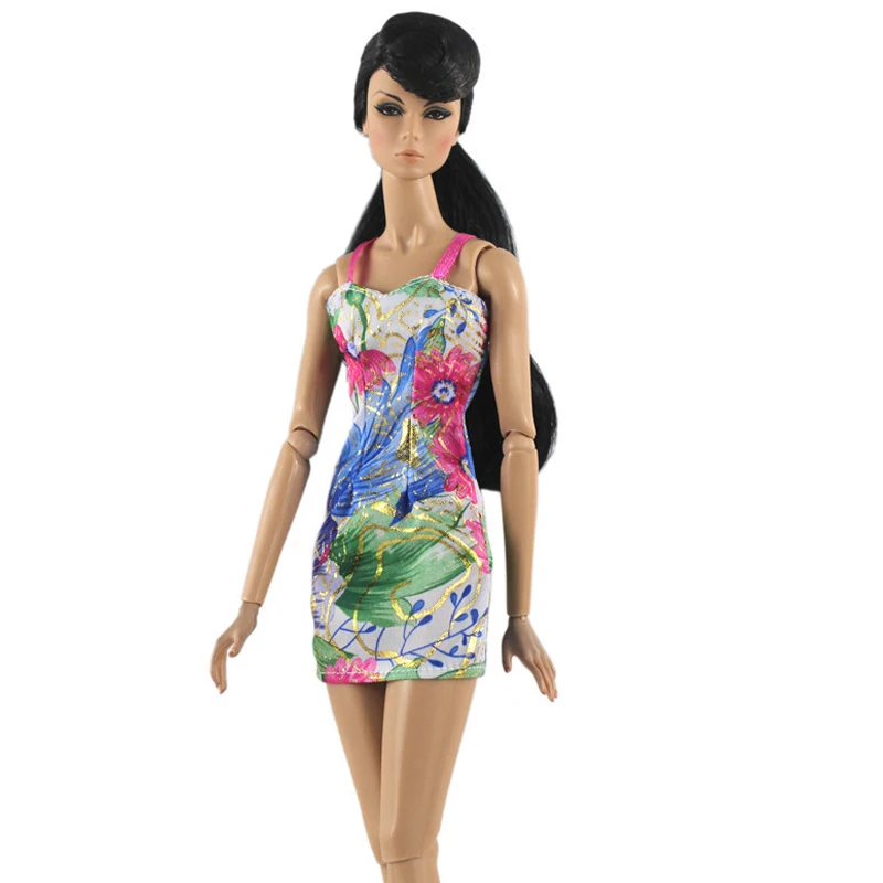 Короткое платье с цветочной Sim картой для куклы Барби Одежда 1/6 BJD летняя одежда