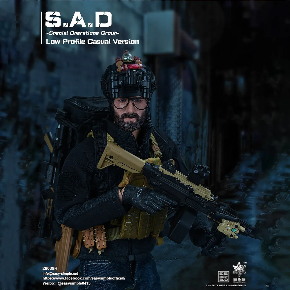 

EASY&SIMPLE ES 26038R 1/6 Scale SAD Special Operations Group with Double Gun12" Action Figure Soldier Full Set Model Toy