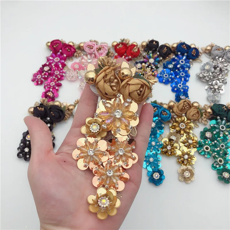 Кружевная аппликация для повязки на голову с 3d цветами 5 шт.