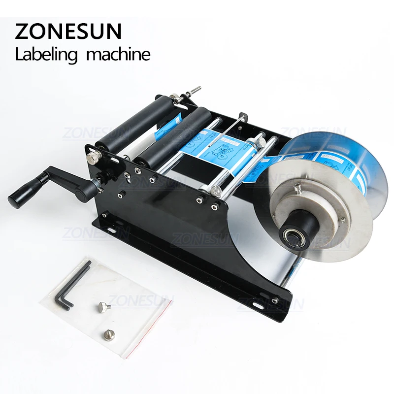 

ZONESUN Simple Manual Beer Cans Water Wine Glass Adhesive Sticker Labeler Applicator Mini Plastic Round Bottle Iabeling Machine