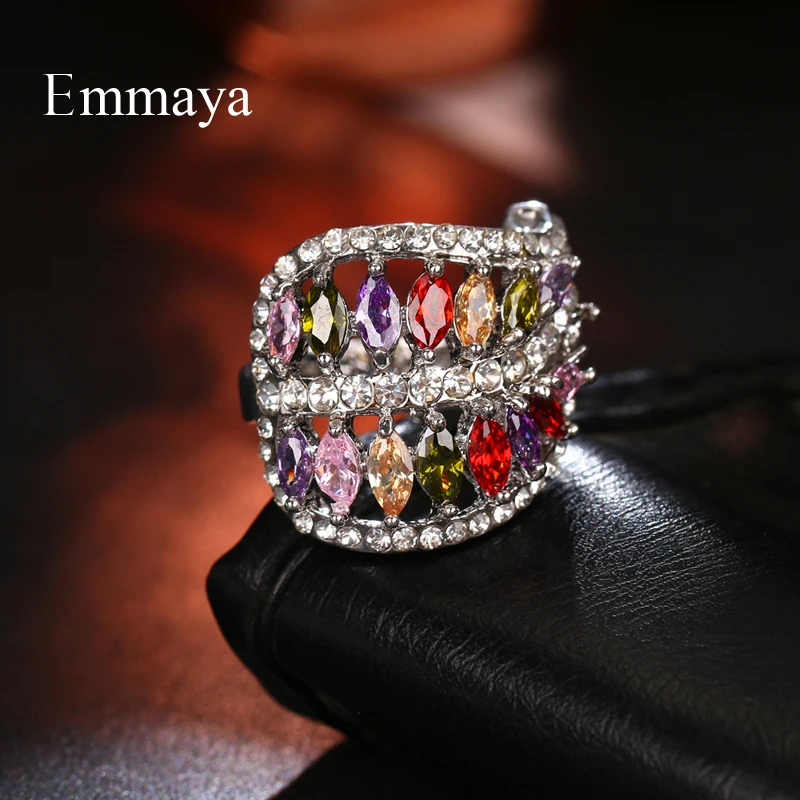 Emmaya Новое модное оригинальное дизайнерское кольцо с цветной кубическим Цирконом