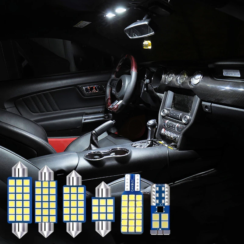 

For Ford Mustang 2010-2013 2014 2015 2016 2017 2018 2019 2020 3pcs LED Bulbs Car Interior Lighting Kit White Reading Lamps