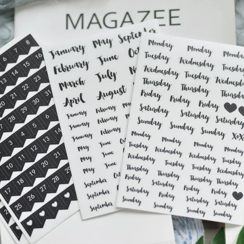 8 шт. черный базовый стикер с расписанием календарь неделя планировка номер