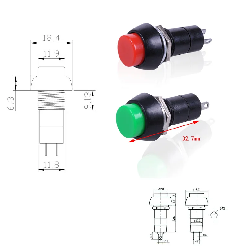 1PSC ПБ 11A Самостоятельная Блокировка сброс 3A 250V 2 pin перемещение кнопочный