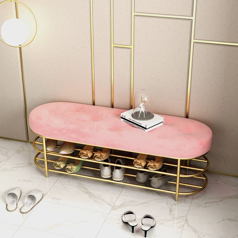 

Customized Luxury shoe stool with 2 tiers shoe rack shelf sofa seat cushion entrance door shoe cabinet shoe bench storage stoolF