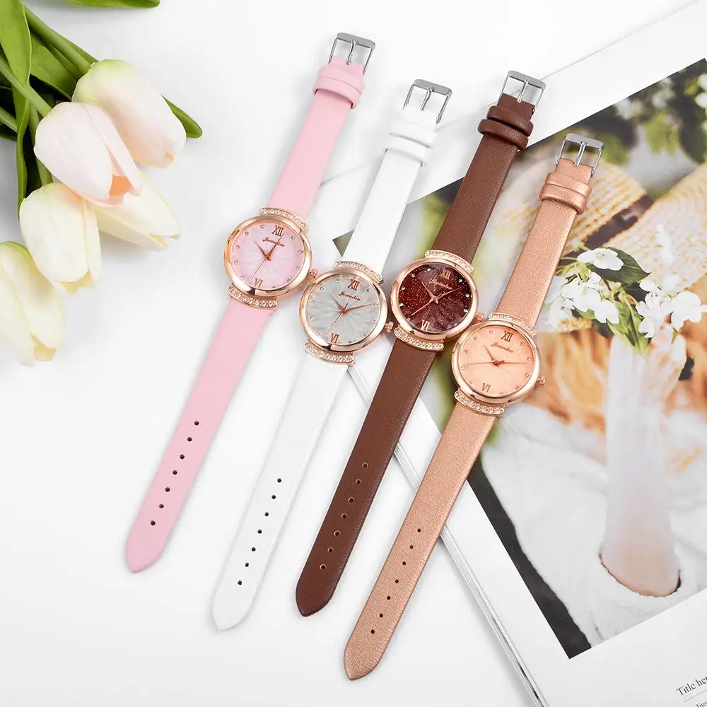Модные повседневные женские часы Элегантные кожаные Наручные Ulzzang простые