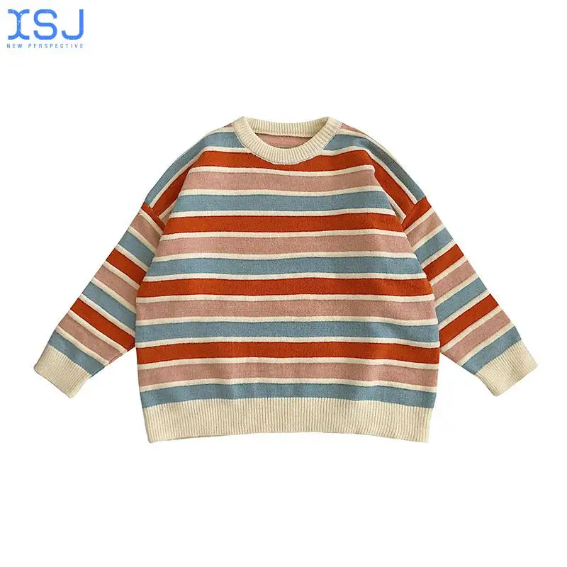 

Women Stripe Sweater Autumn Winter Loose Long Sleeve Pullover Tops Korean Ladies Knitted Patchwork Korean Sweaters