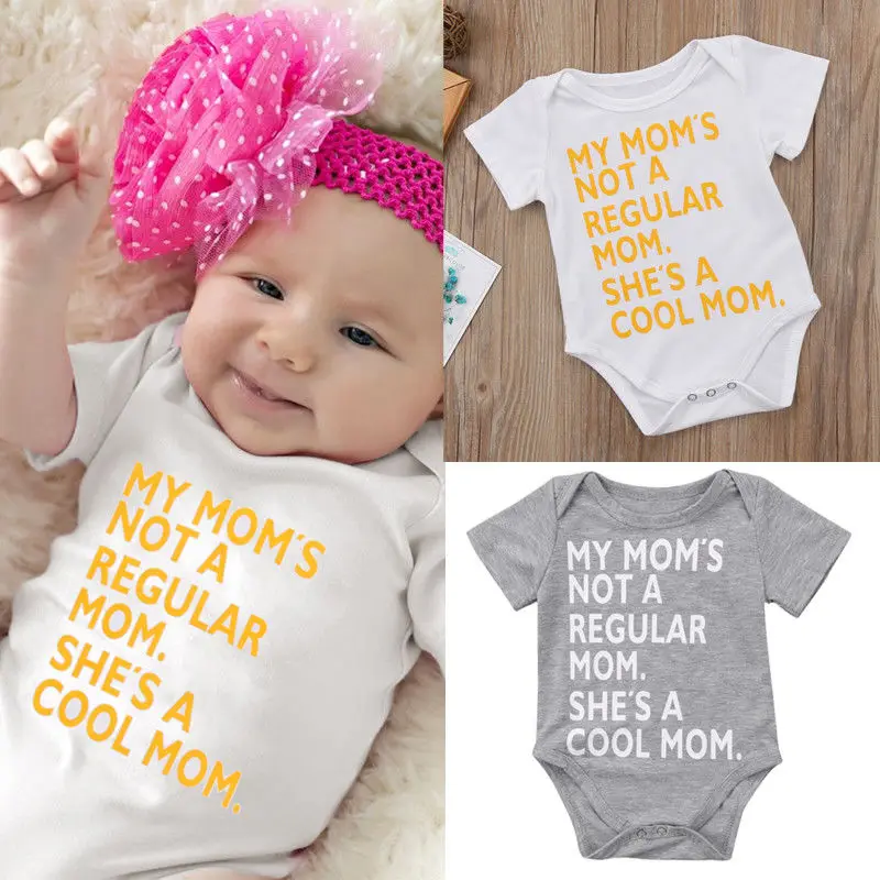 

New Fashion Newborn Baby Girls Boy Rompers Bodysuit Short Sleeve Funny Cool Mom Cotton Toddler Playsuit Jumpsuit Sunsuit Outfit