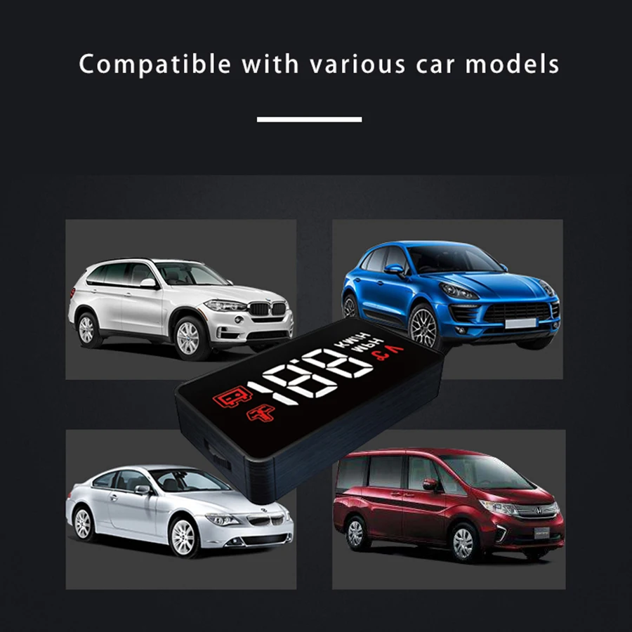 

OBDII HUD Head Up Display EOBD Speedometer Overspeed Warning System Projector Windshield Auto Electronic Voltage Hybrid Cars