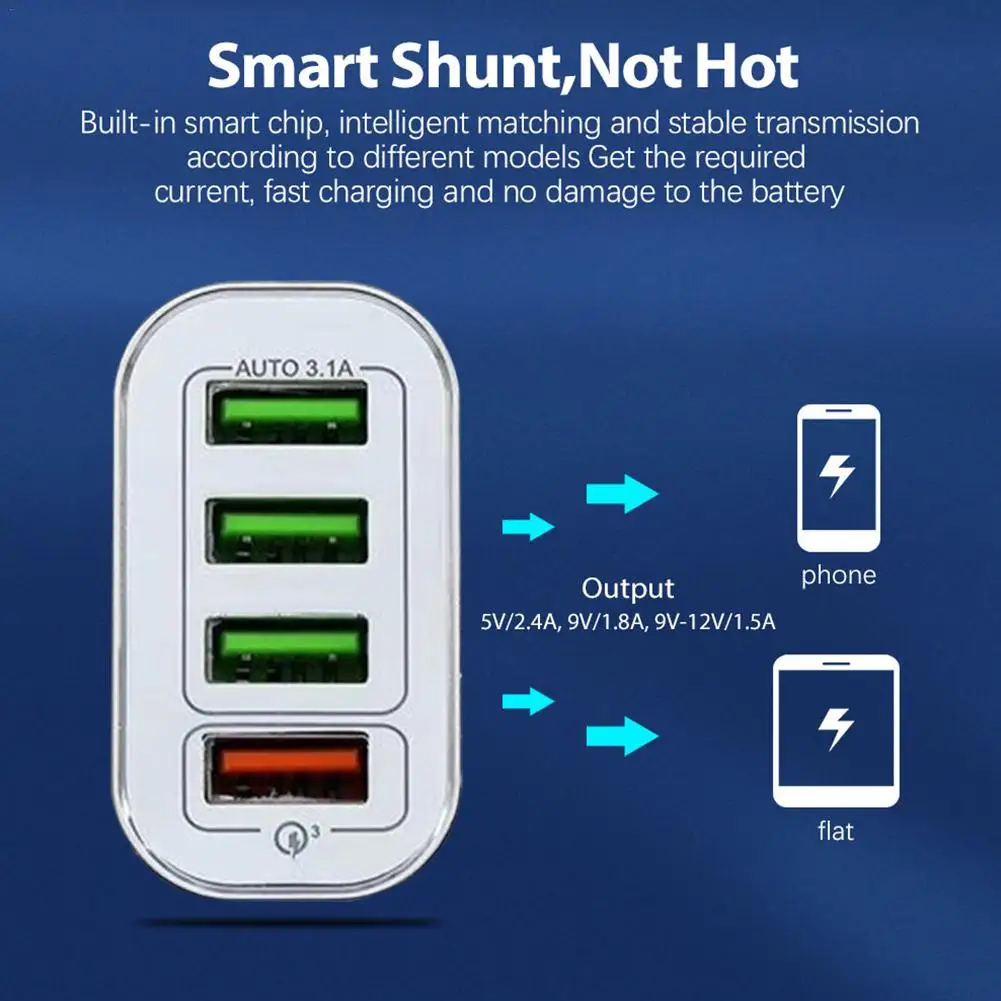 Зарядное устройство с 4 USB-портами быстрая зарядка 3 0 QC3.0 умное быстрое настенное