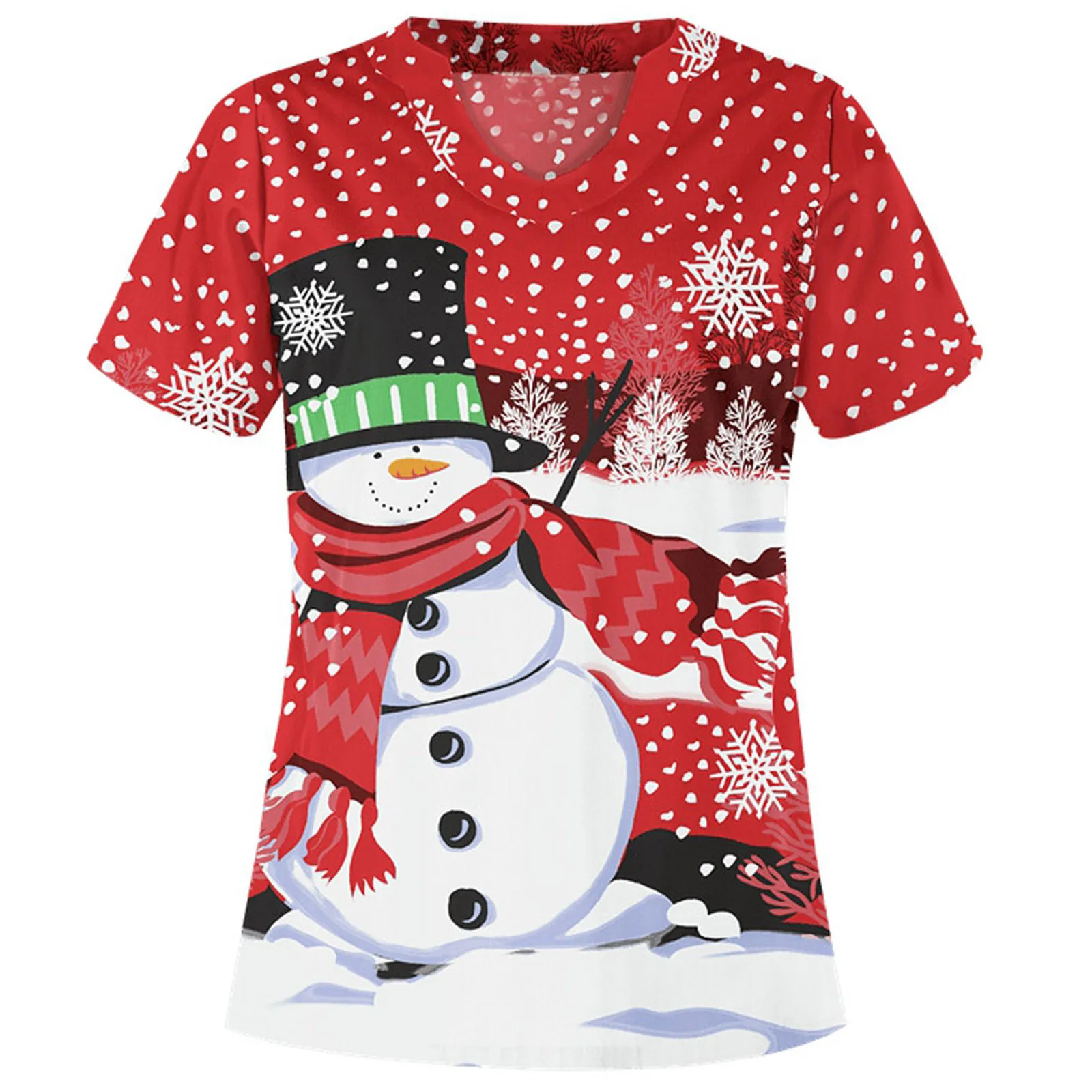 Женская футболка большого размера с рождественским принтом топы коротким