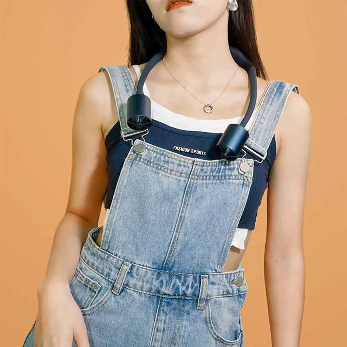 

Zhiling Qualitell Mini Hanging Neck Fan Mini Sports Fan Built-in 1800mAh Battery Type-C Charging Fan Lazy Fan for Home Office