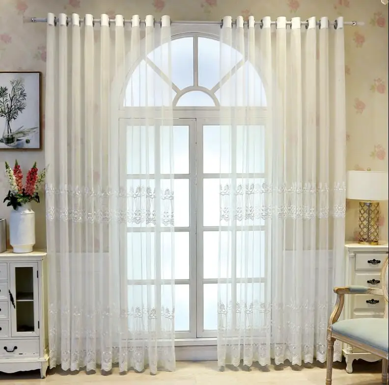 Жаккардовые белые занавески с вышивкой для спальни оконные гостиной прозрачные