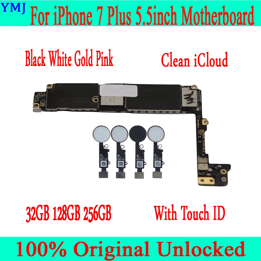 С/без Touch ID для iphone 7 Plus материнская плата, оригинальная разблокированная для iphone 7 P материнская плата с полным чипом, 32 ГБ/128 ГБ/256 ГБ
