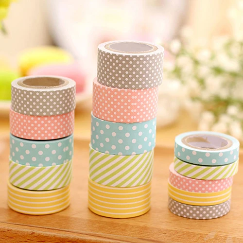 5 рулонов в горошек Полосатый клей Липкая Бумага васи декоративная маскирующая