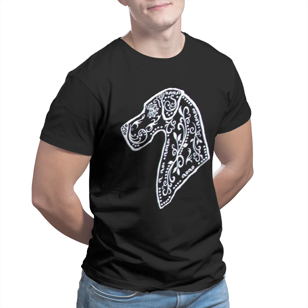 

Sugar Skull Great Dane on Basic T-Shirt 100% Cotton Punk Cute Sleeve Streetwear Retro Tshirts 24097