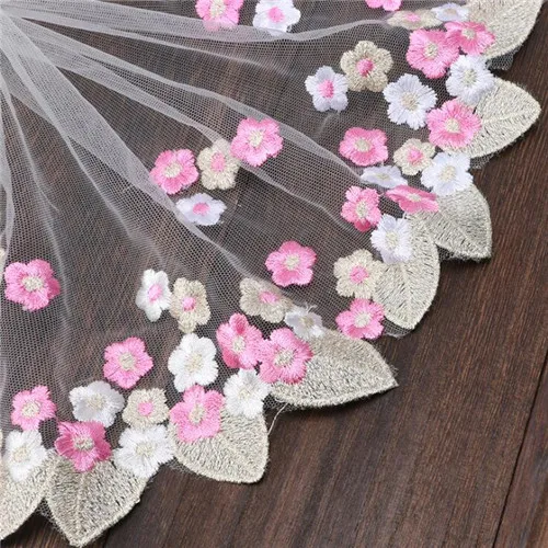Pink leaf Новинка 20*100 см вышивка павлин дизайн Чистая кружевная ткань Tissu Costura сетка тюль гипюр шнур кружево Шитье DIY кукольная ткань - Цвет: Pink leaf