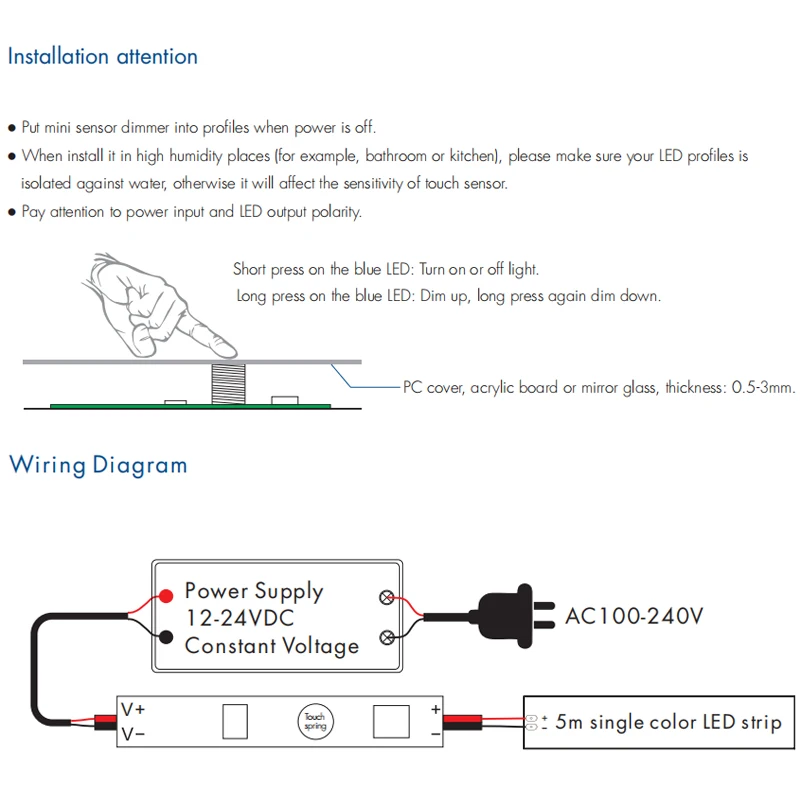 DC12-24V один Цвет LED PCBA мини сенсорный Сенсор диммер 3A для 5m 5050 3528 3835 5630 Led полосы