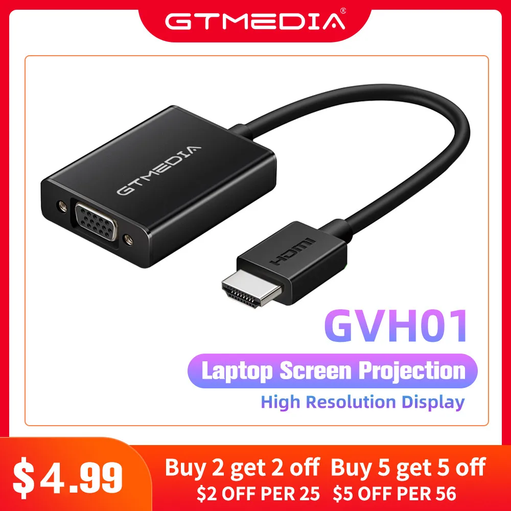 Переходник GTMEDIA HDMI-VGA кабель-преобразователь с аудиовыходом 3 5 мм для PS3 Xbox360 ПК