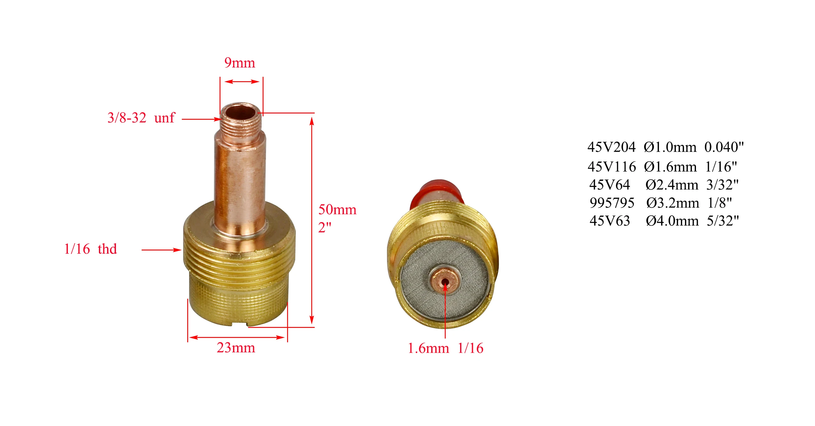 Корпус газового объектива TIG для SR WP 17 18 26 фонарь 45V116 1/16 'ཀྵV64 3/32'' 45V63 5/32 &quot995795