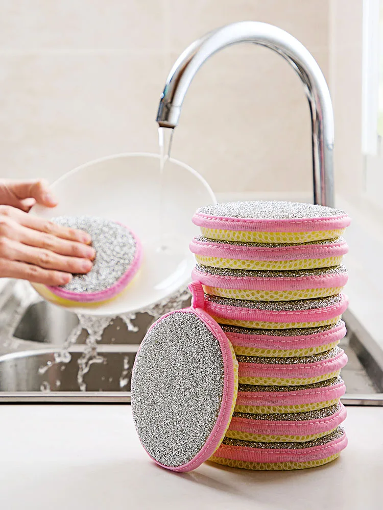

Double-sided dishwashing sponge wipe kitchen brush pot artifact household non-stick oil cleaning oil stain magic wipe