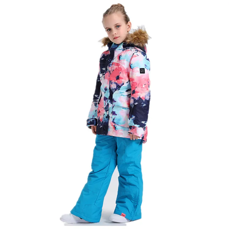 girl color 2 Горнолыжный костюм для девочки,Зимние недорогая Лыжная куртка детский лыжный костюм комплект для девочек и мальчиков сноуборд куртки зимние брюки детские непромокаемые теплые лыжные, лыжный костюм для мальчика - Цвет: girl color 2