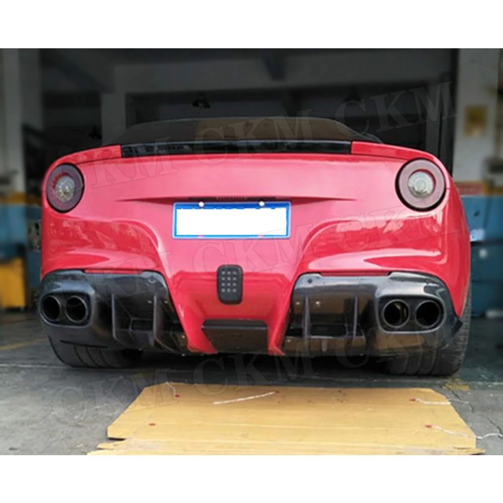 Carbon Fiber Rear Lip Diffuser Spoiler Case for Ferrari F12 Berlinetta 2013 2014 2015 2016 Fins Shark Style Skid bumper Plate | Автомобили