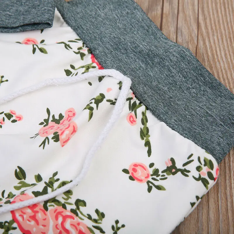 Causal Clothes Sets Baby Girls Floral Hoodie Tops Floral Pants Leggings Clothes Outfit Set