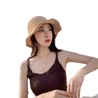 korean big size the fisherman hat female fioral embroidered hat straw visor hats for women luxury knitted cap new era verano c