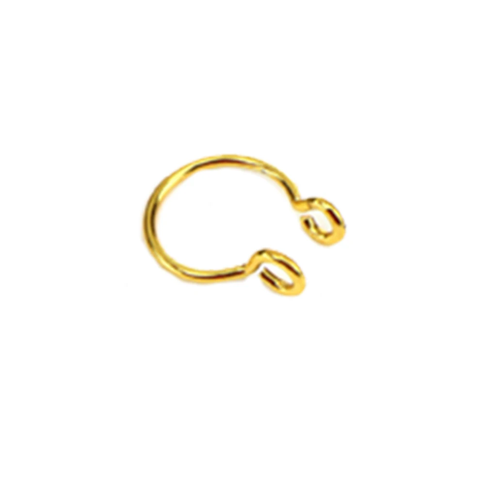 B-Gold 1 шт. клипсы обертывание серьги козелок из нержавеющей стали 2 кольца ухо манжеты клип нос кольцо поддельные пирсинг ювелирные изделия для тела Dilataciones Falsas - Окраска металла: B-Gold