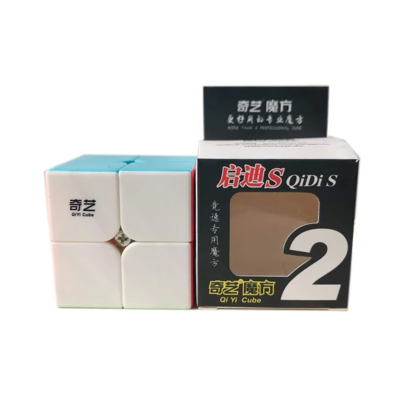 QIYI QiDi2 2s 2X2x2 волшебный скоростной кубик без наклеек черный кубик-головоломка Профессиональный 2x2 скоростные часы-кольцо с крышкой игрушки для детей - Color: Stickerless