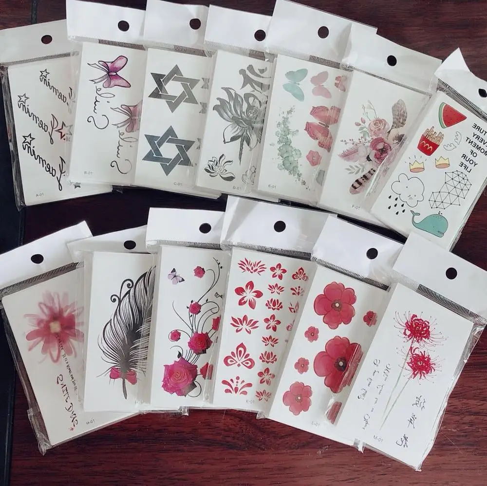 30 листов/сумка бабочки цветы руки тела татуировки наклейки декоративные 17 стилей
