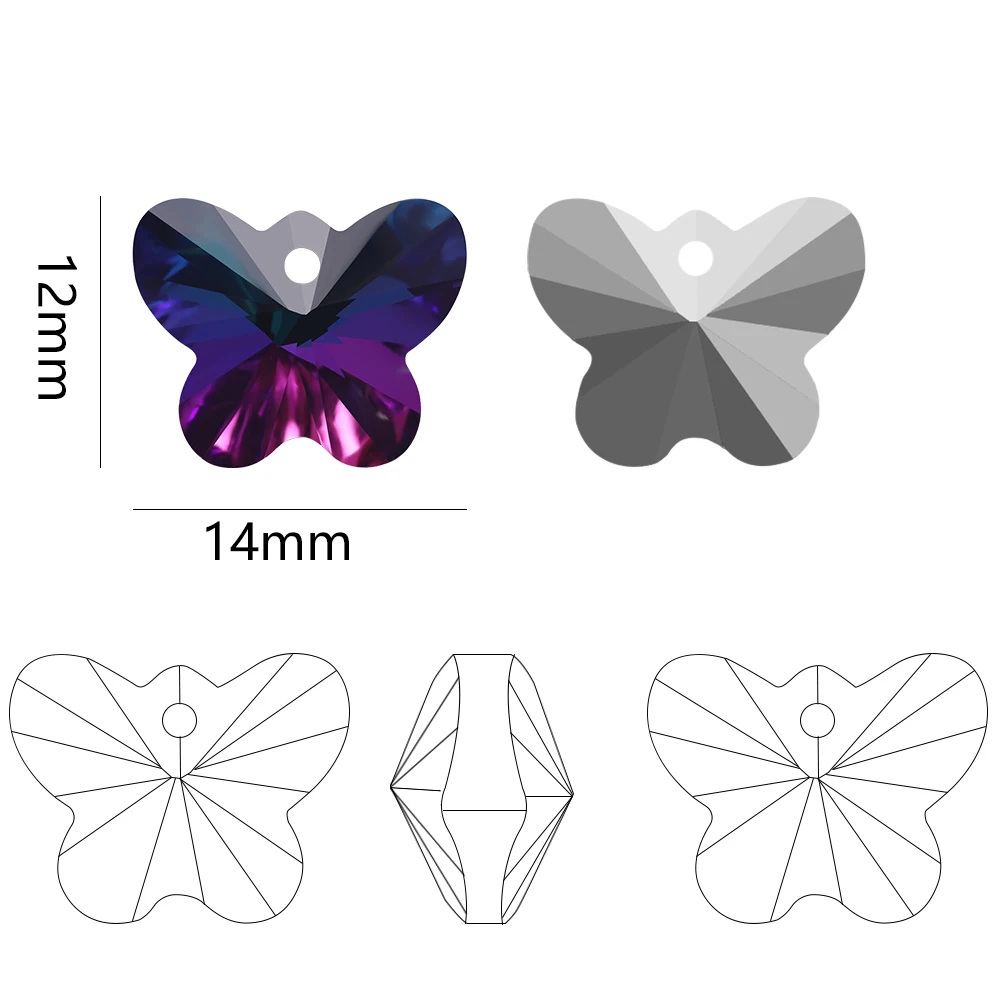 20 шт. 14 мм Австрийский Хрустальный Кулон в виде бабочки стеклянные